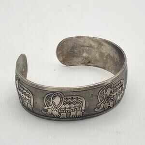 Elephant Parade Etched Brass Cuff Bracelet 21mm Wide 7in Inner Circ Tribal Boho